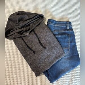 Paper Denim & Cloth Men's Denim Jeans & Rustic Souls Hooded Waffle Shirt